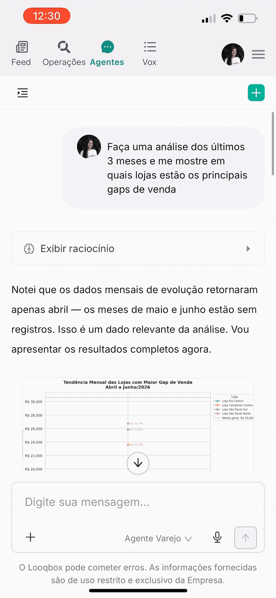 Chat do Agente de Dados